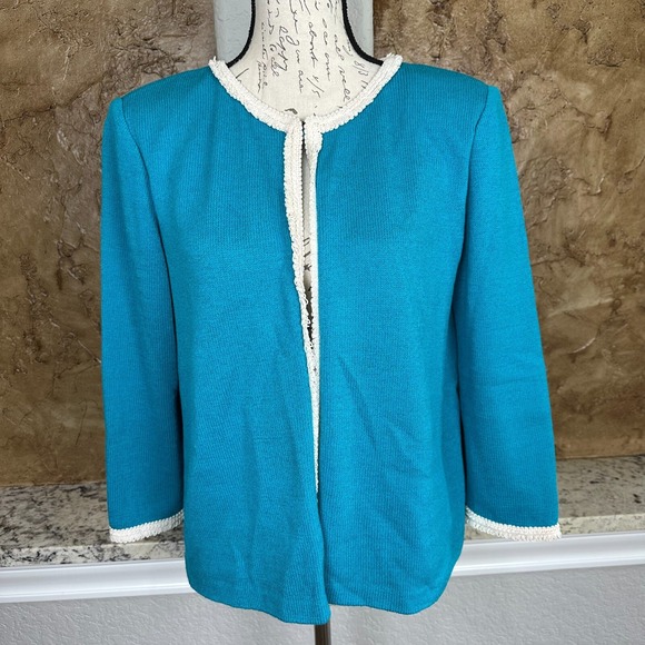 St. John Jackets & Blazers - St. John Santana‎ Knit Jacket Women's 8 Wool Rayon Blend Blazer Turquoise